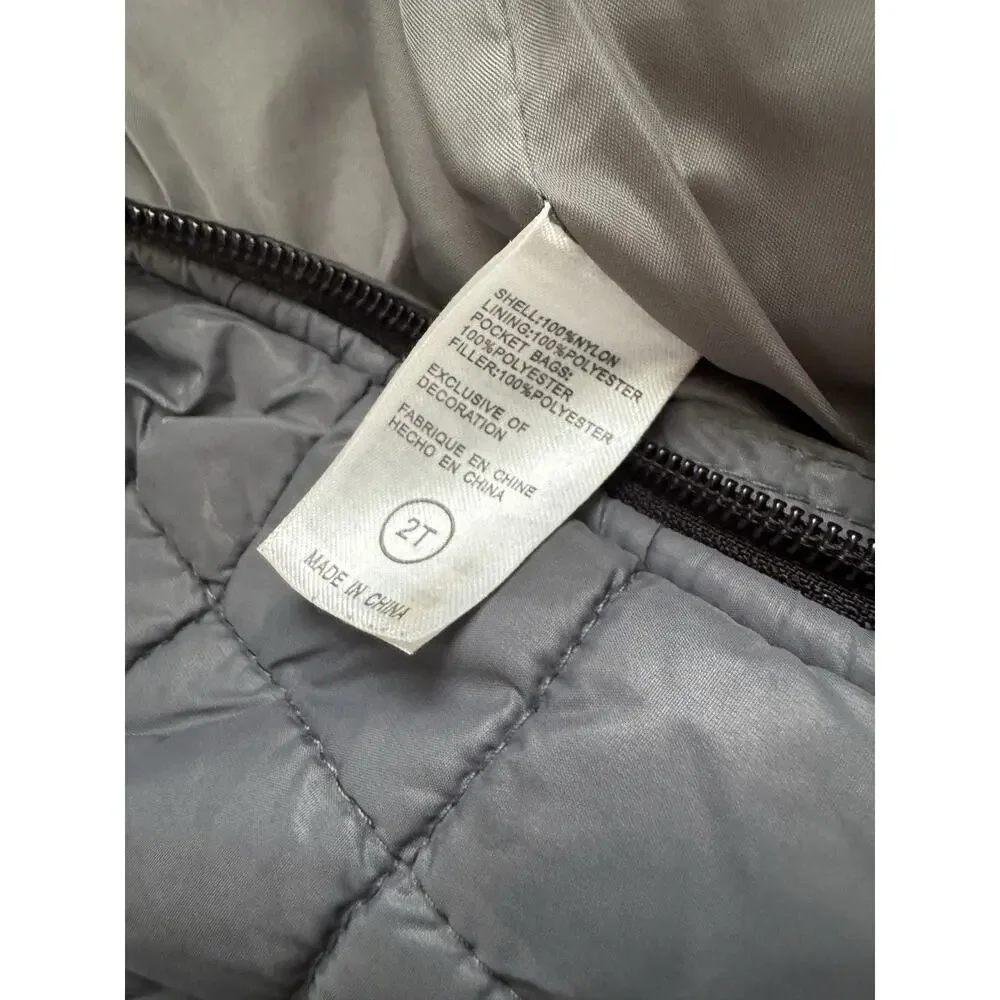 Nike Gray Quilted Puffer Hooded Jacket Boys Size 2T Winter Outwear